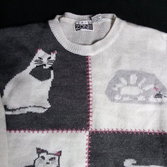 Vintage Design Zone Cats Kittens Crewneck Sweater - Picture 1 of 6